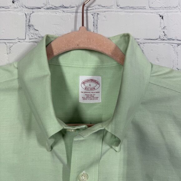 Brooks Brothers Oxford OCBD Button Down Shirt Men Large Green Supima Cotton - Picture 5 of 15